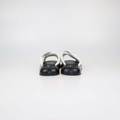 Chanel White Leather Puffy Criss Cross Sandals