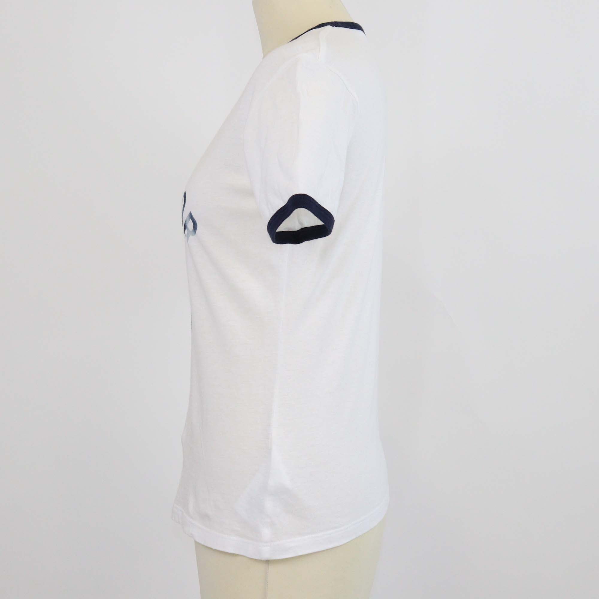 Christian Dior White/Navy Blue Blend Cotton Lucky Dior T-Shirt