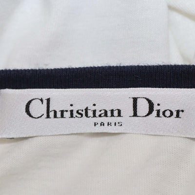 Christian Dior White/Navy Blue Blend Cotton Lucky Dior T-Shirt