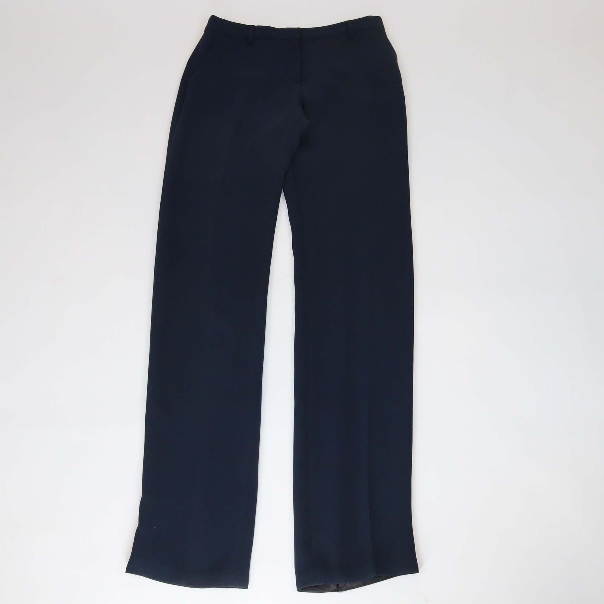 Giorgio Armani Navy Blue Triacetate Straight Pants