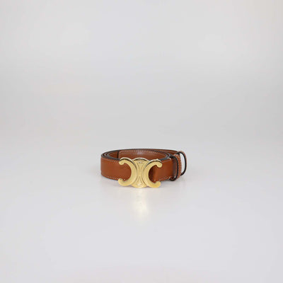 Celine Tan Leather Triomphe Belt