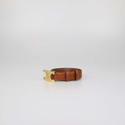 Celine Tan Leather Triomphe Belt