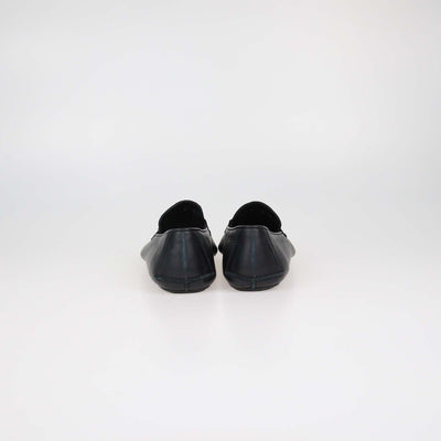 Salvatore Ferragamo Black Leather Gancini Embossed Flat Loafers