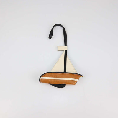 Hermes Nata,Gold,Black Epsom Leather Sail Boat Bag Charm