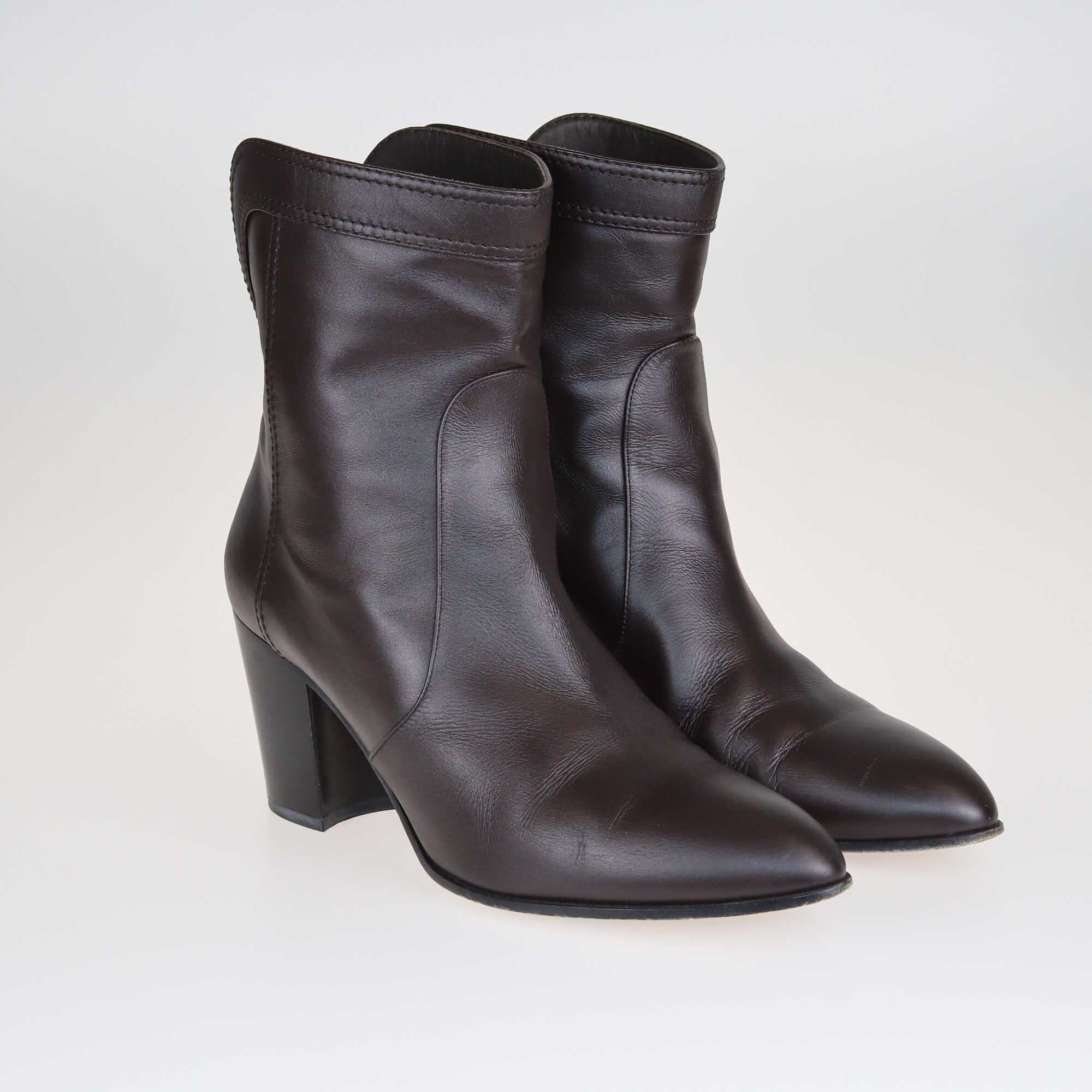 Chanel Brown CC Ankle Boots Shoes Chanel 