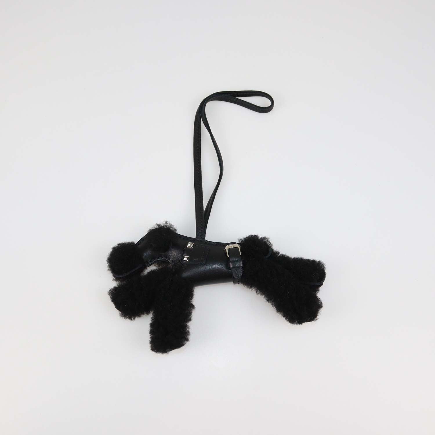 Hermes Black Wool Shearling Budy Bag Charm