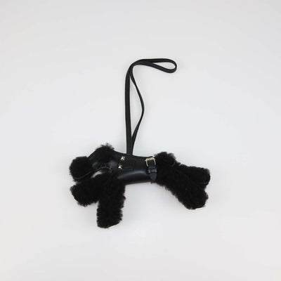 Hermes Black Wool Shearling Budy Bag Charm