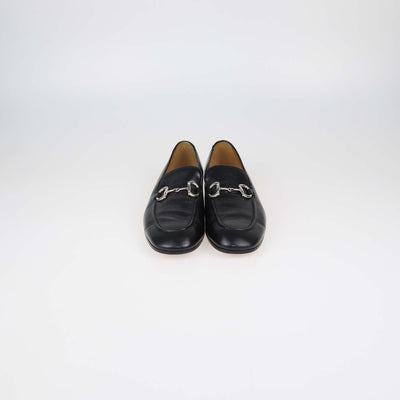 Gucci Black Glossy Leather Horsebit Loafers