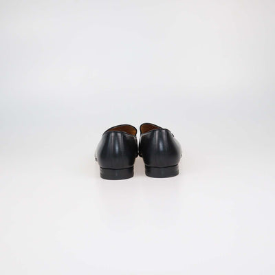 Gucci Black Glossy Leather Horsebit Loafers