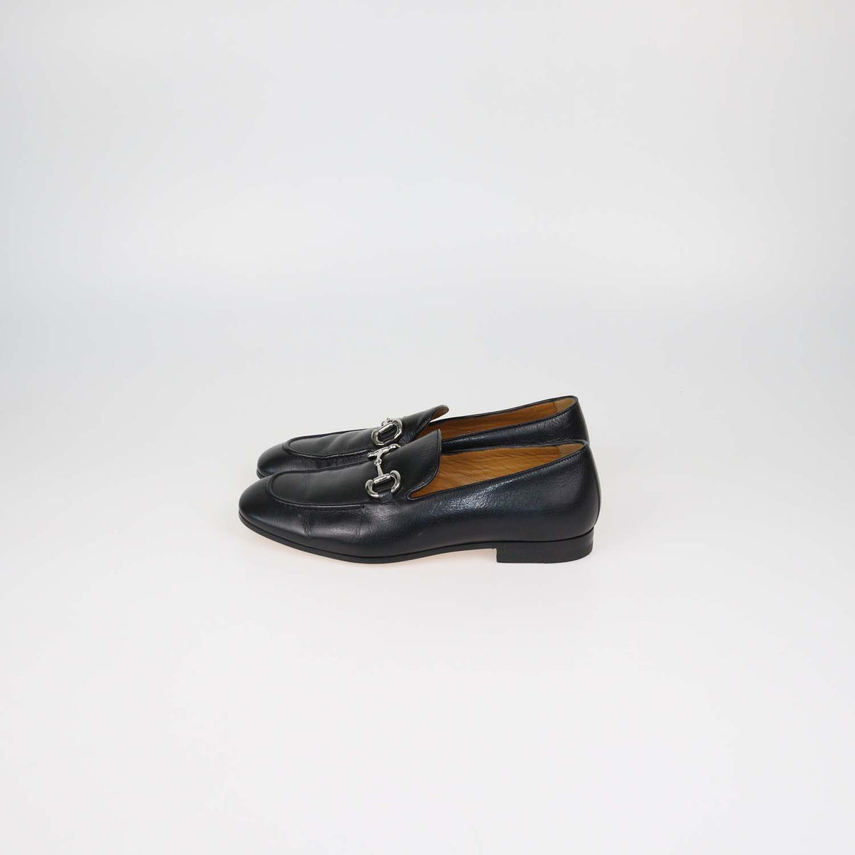Gucci Black Glossy Leather Horsebit Loafers