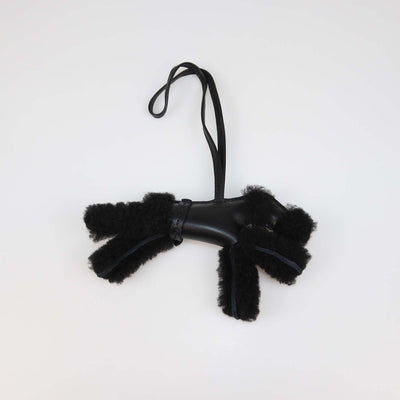 Hermes Black Wool Shearling Budy Bag Charm