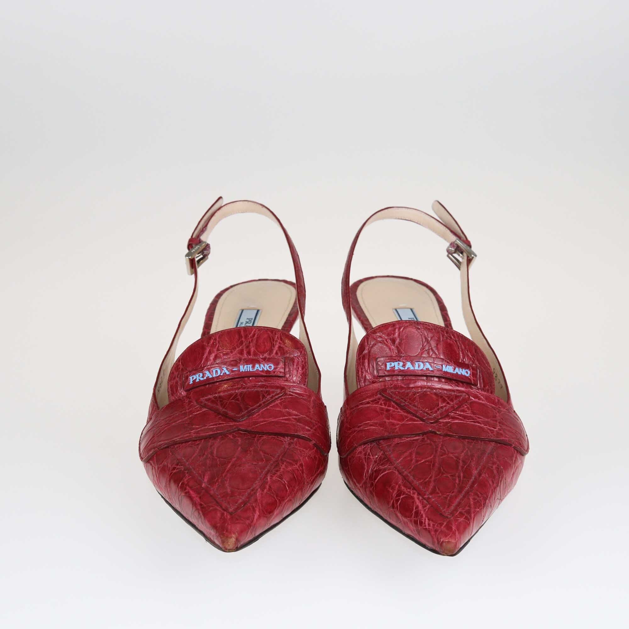 Prada Red Slingback Pumps Shoes Prada 