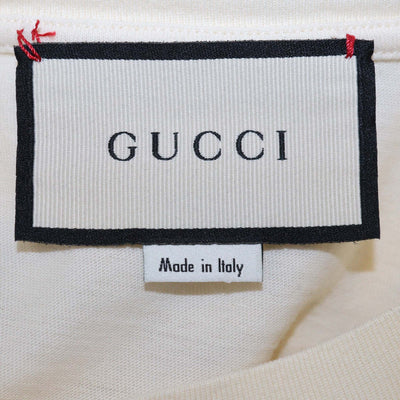 Gucci Cream Cotton Dog Patch and Crystal Embellished T-Shirt