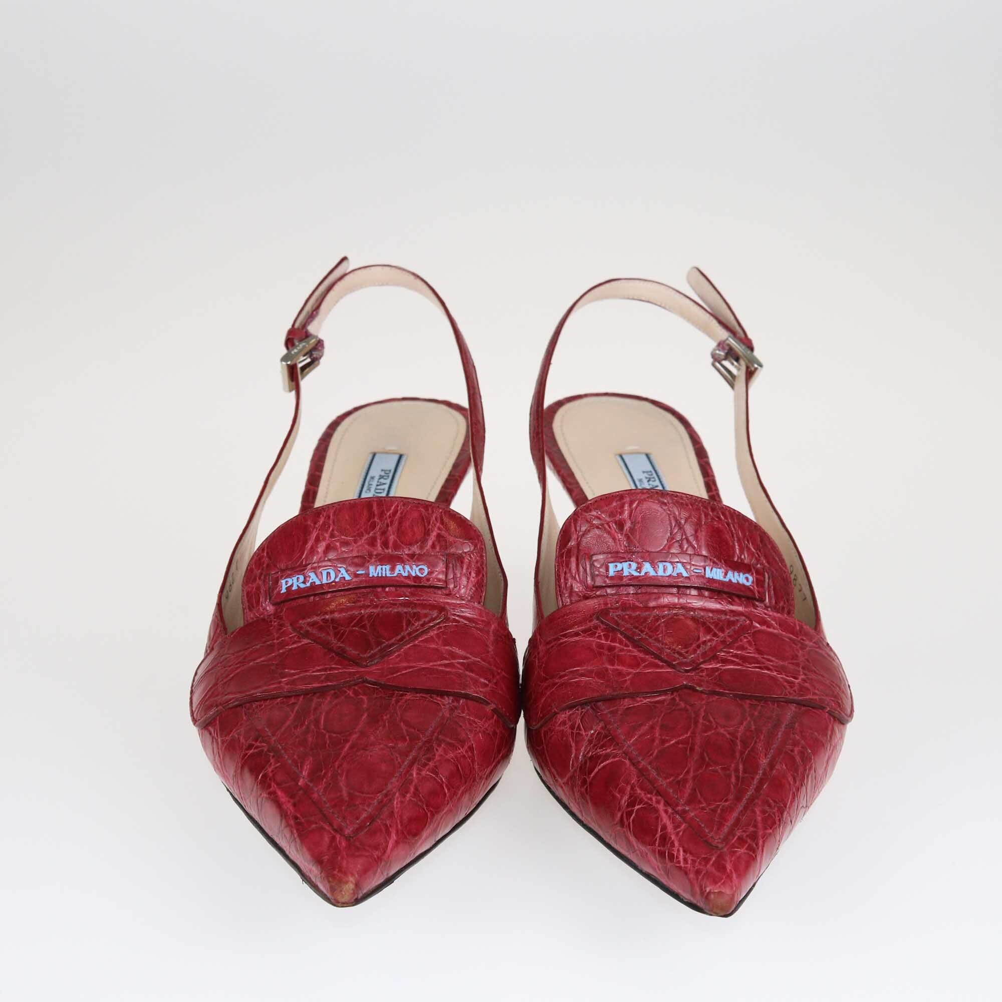 Prada Red Slingback Pumps Shoes Prada 