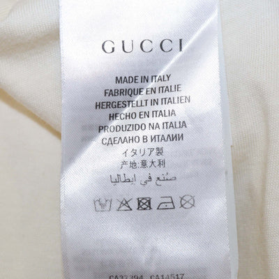Gucci Cream Cotton Dog Patch and Crystal Embellished T-Shirt