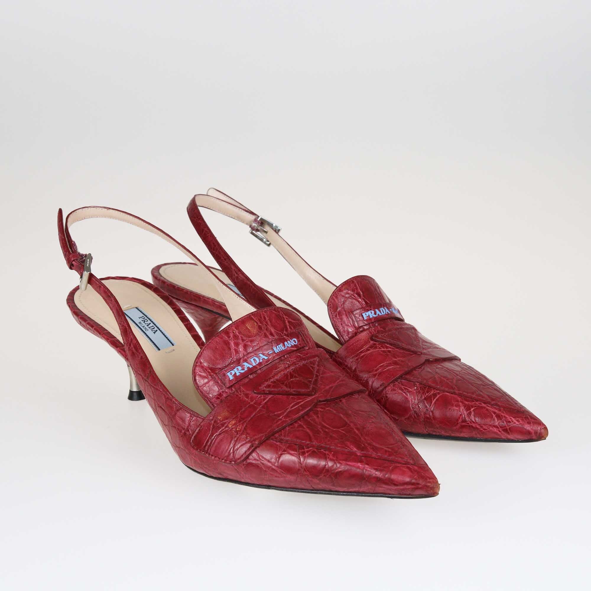 Prada Red Slingback Pumps Shoes Prada 