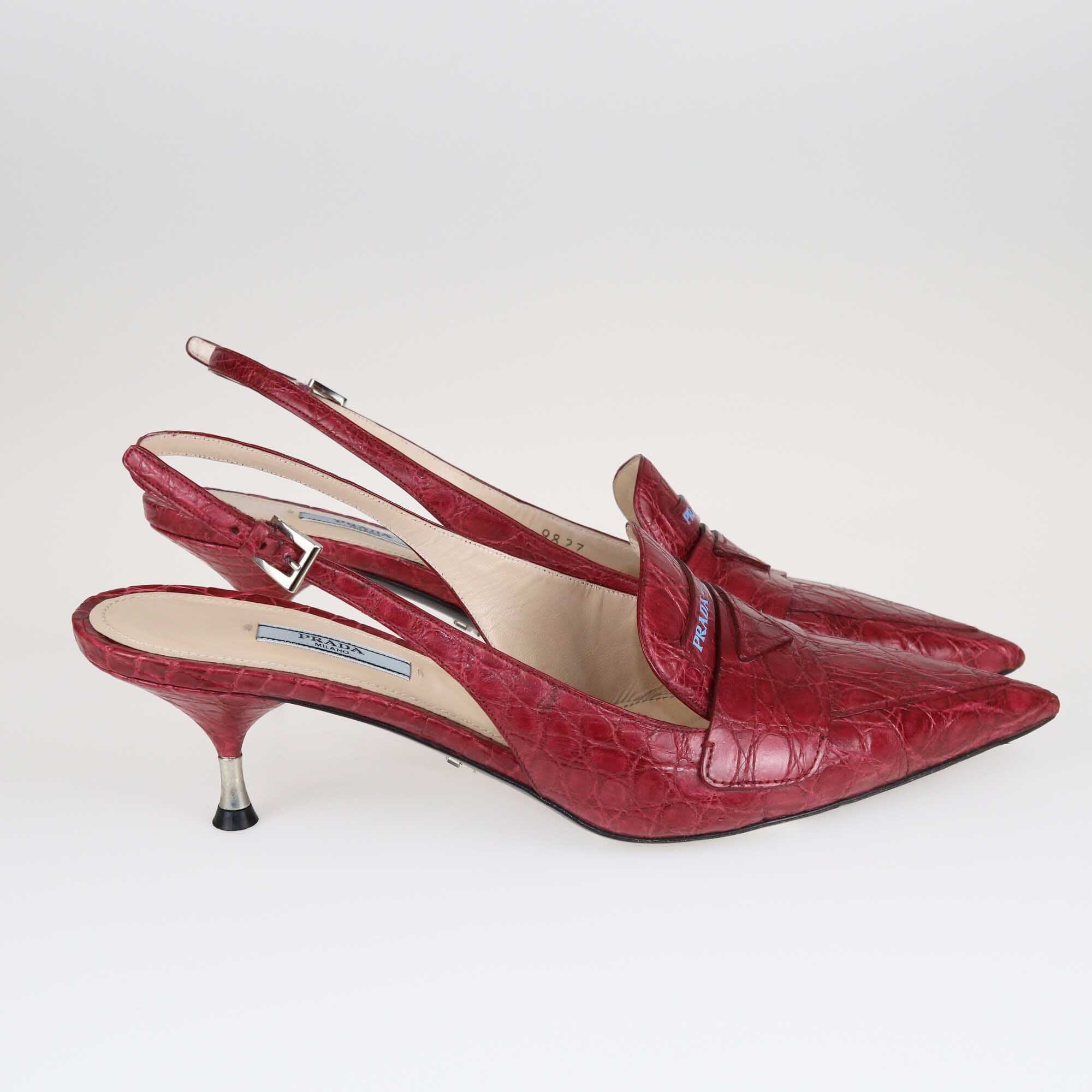 Prada Red Slingback Pumps Shoes Prada 