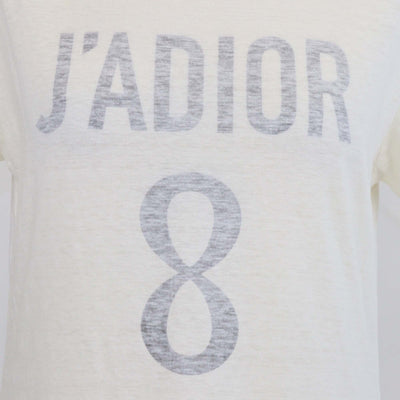 Christian Dior Off White Cotton J'Adior 8 Print T-Shirt