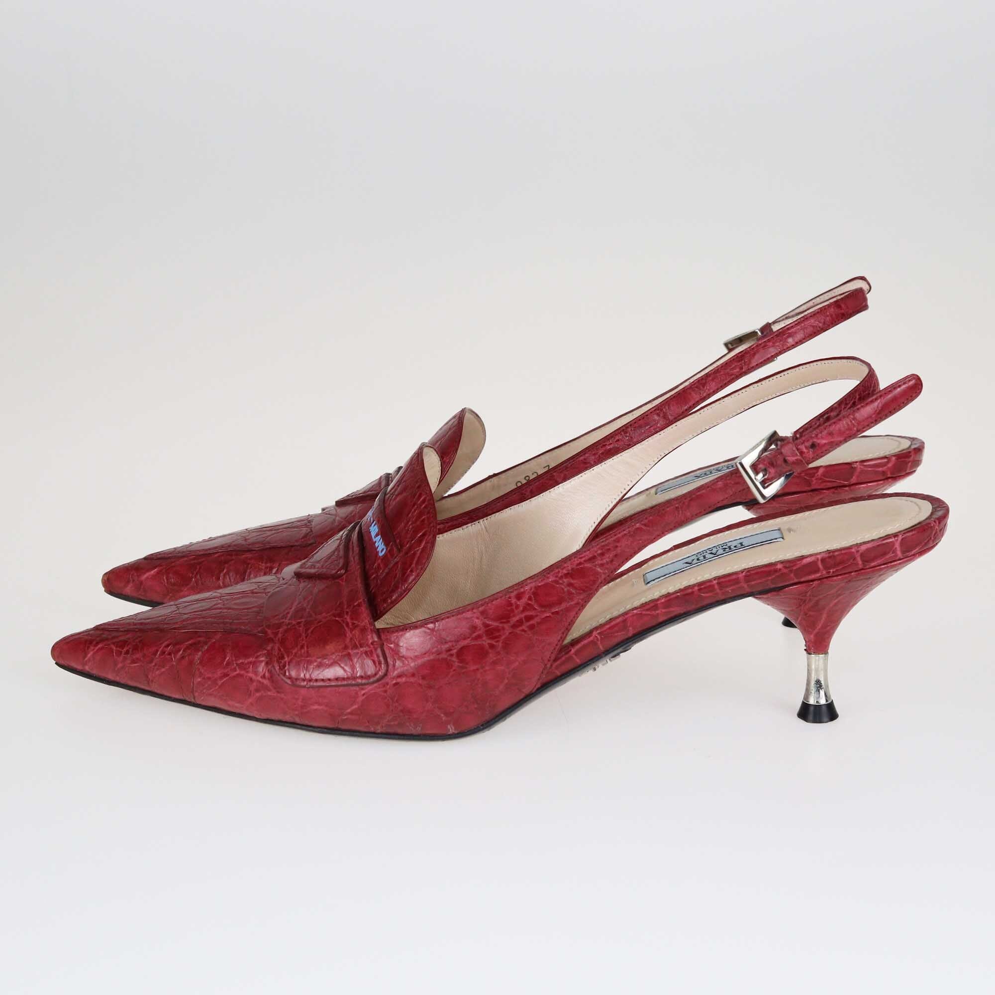 Prada Red Slingback Pumps Shoes Prada 