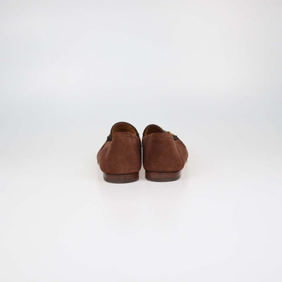 Gucci Brown Suede Web Horsebit Loafers