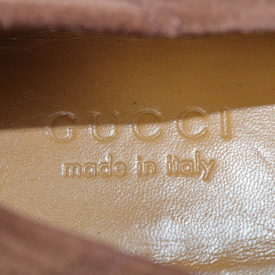 Gucci Brown Suede Web Horsebit Loafers