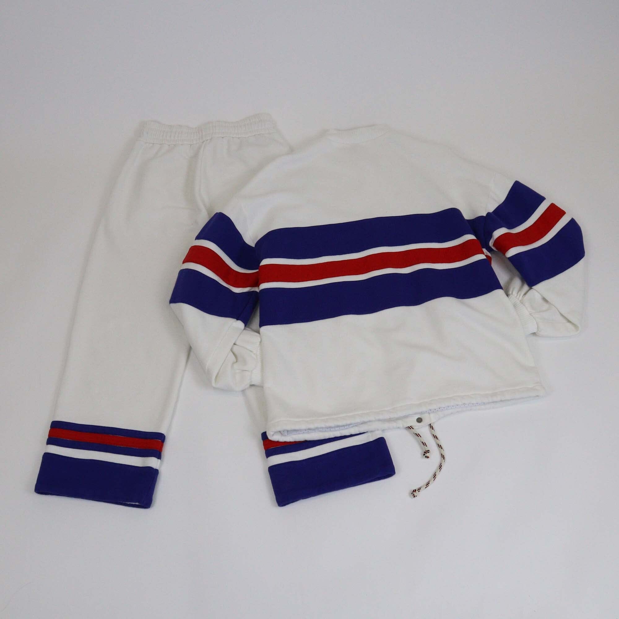 Gucci White Signature Striped Logo Embroidered Jacket & Drawstring Track Pants Set Womens Gucci 