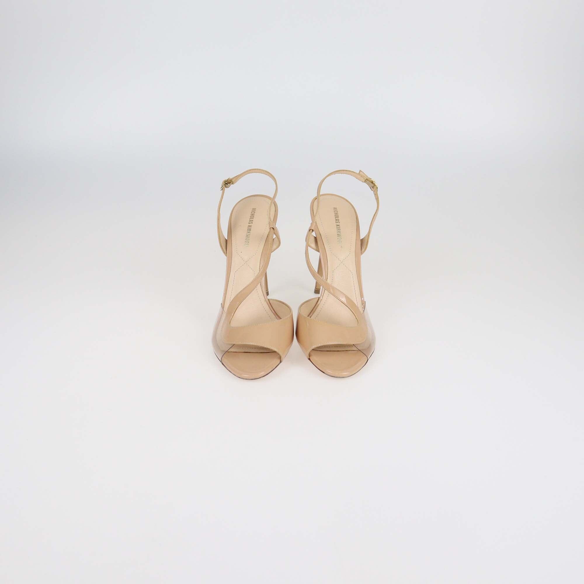 Nicholas Kirkwood Beige Patent Leather and Pvc Slingback Sandals Womens Nicholas Kirkwood 