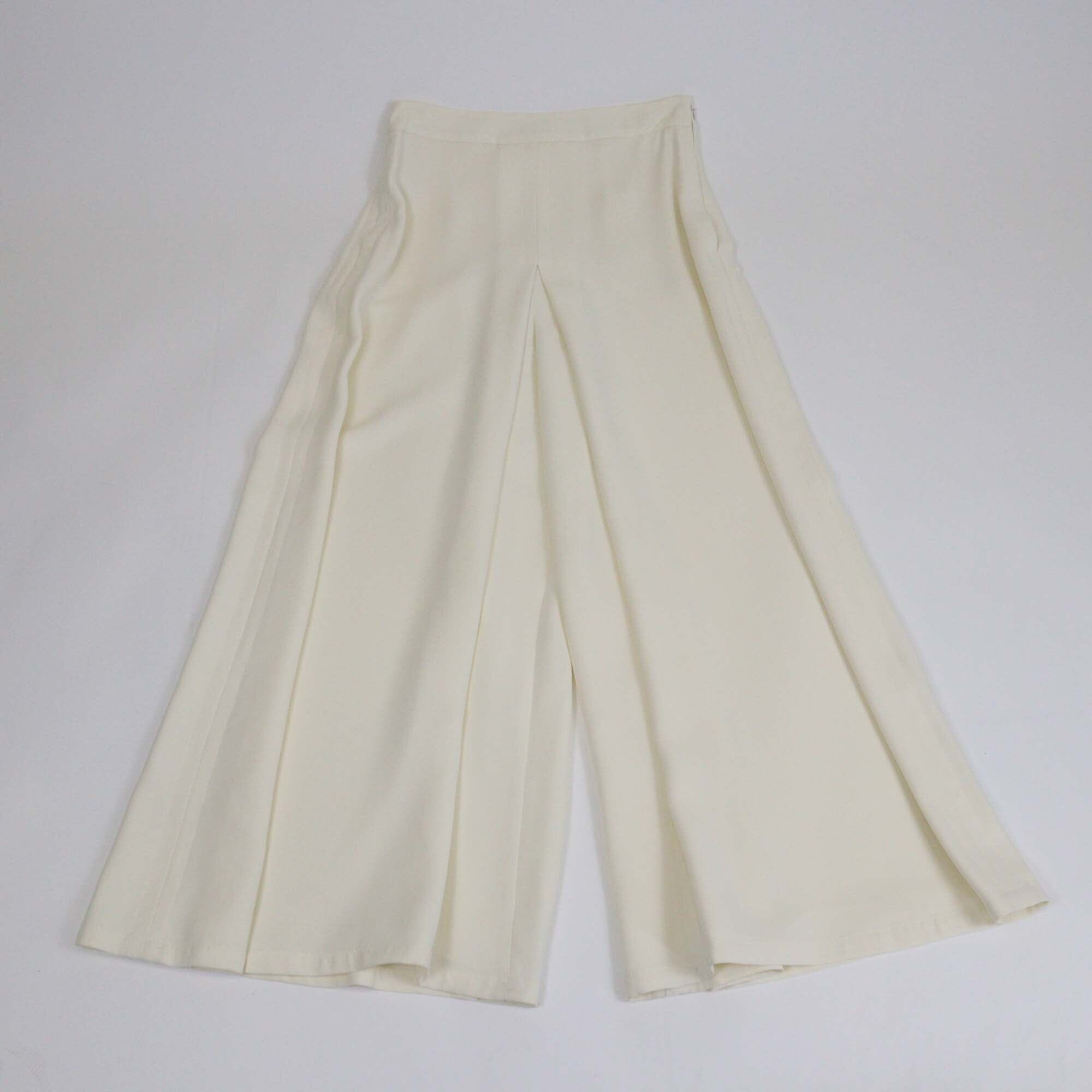 Christian Dior Cream Middle Split Wide Leg Pants Womens Christian Dior 