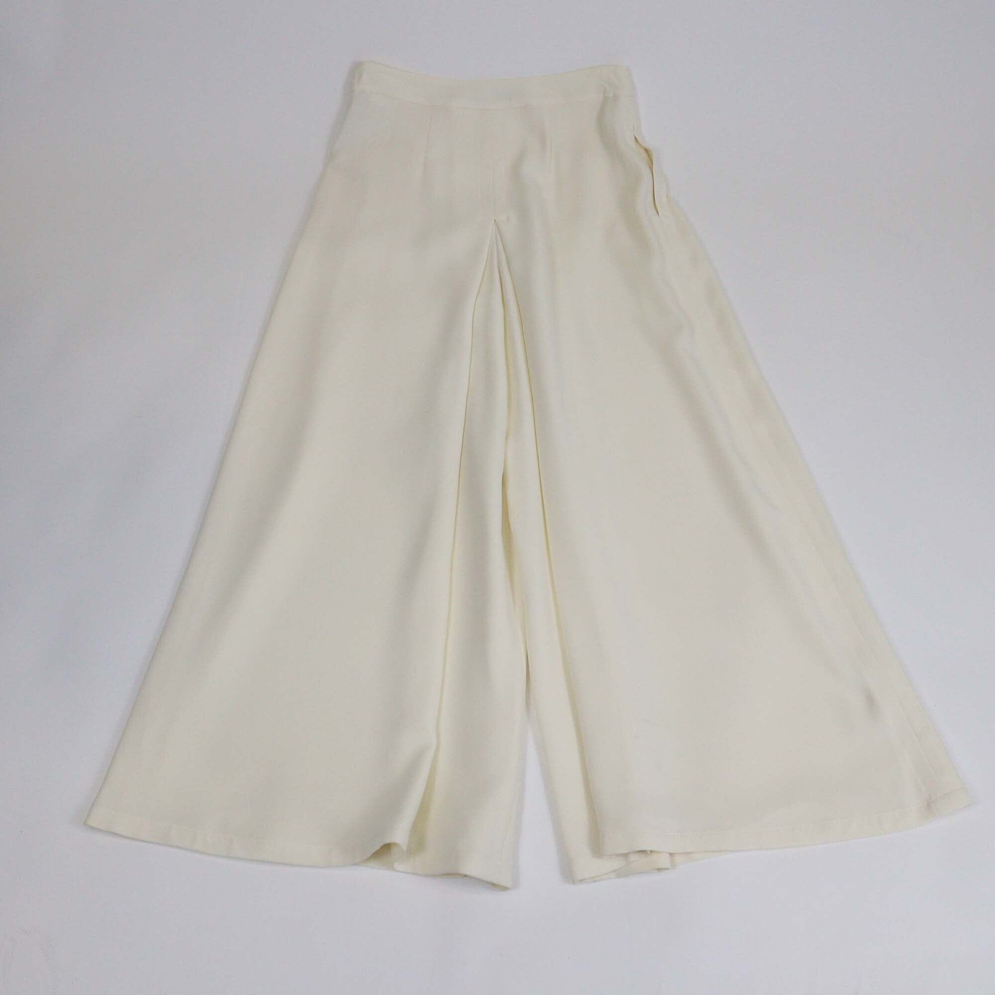 Christian Dior Cream Middle Split Wide Leg Pants Womens Christian Dior 