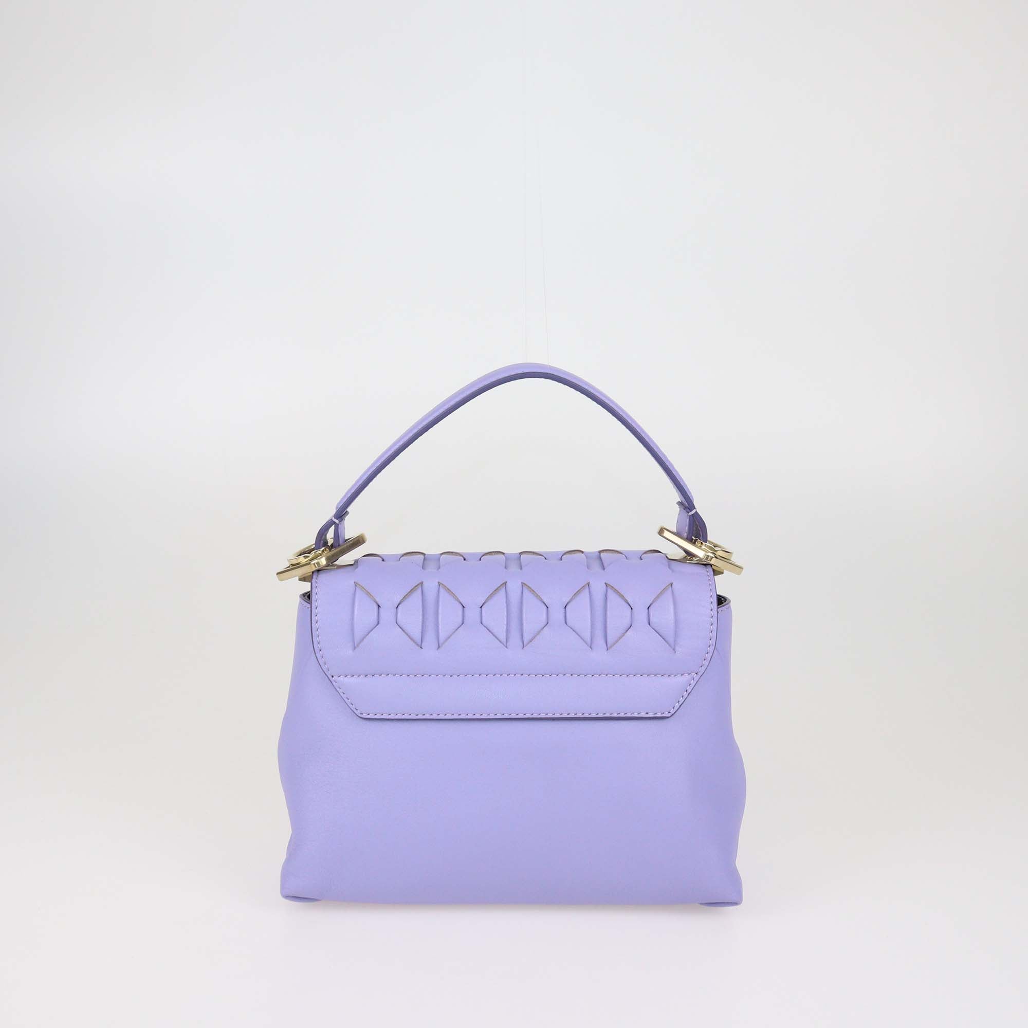 Serapian Lilac Leather Small 1928 Top Handle Bag