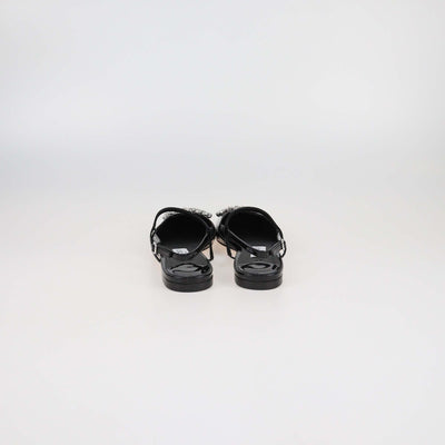 Jimmy Choo Black Patent Leather Crystal Embellished Belinda Slingback Ballet Flats Womens Jimmy Choo 