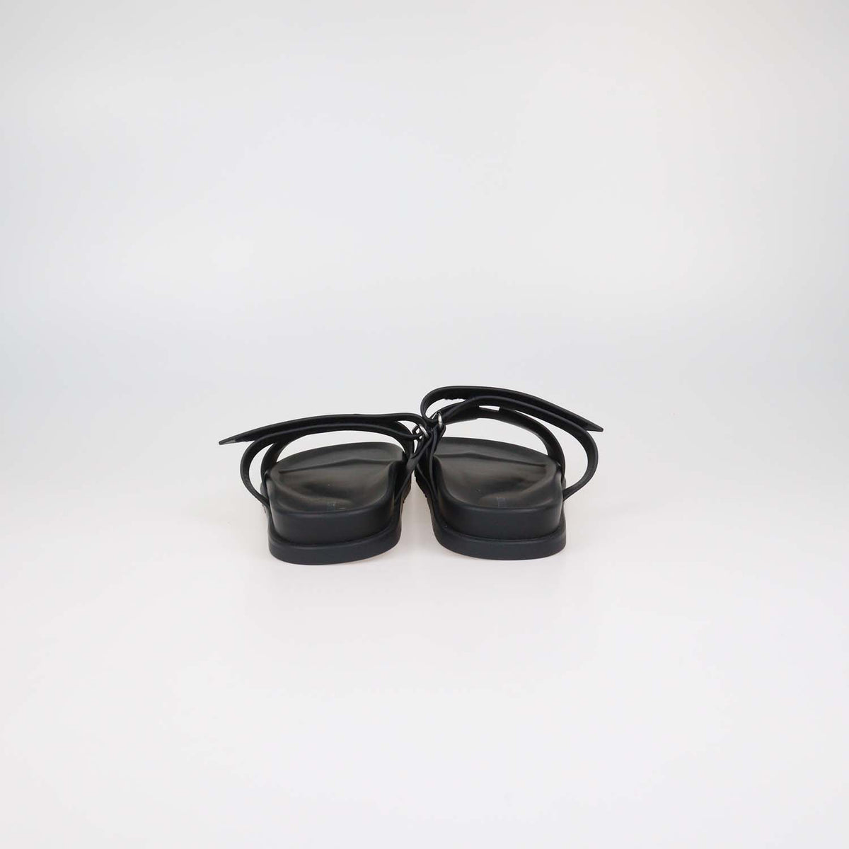 Hermes Black Leather Chypre Sandals