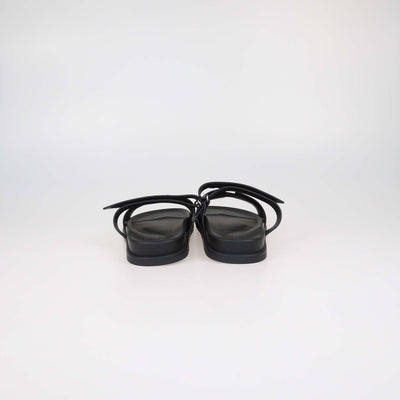 Hermes Black Leather Chypre Sandals