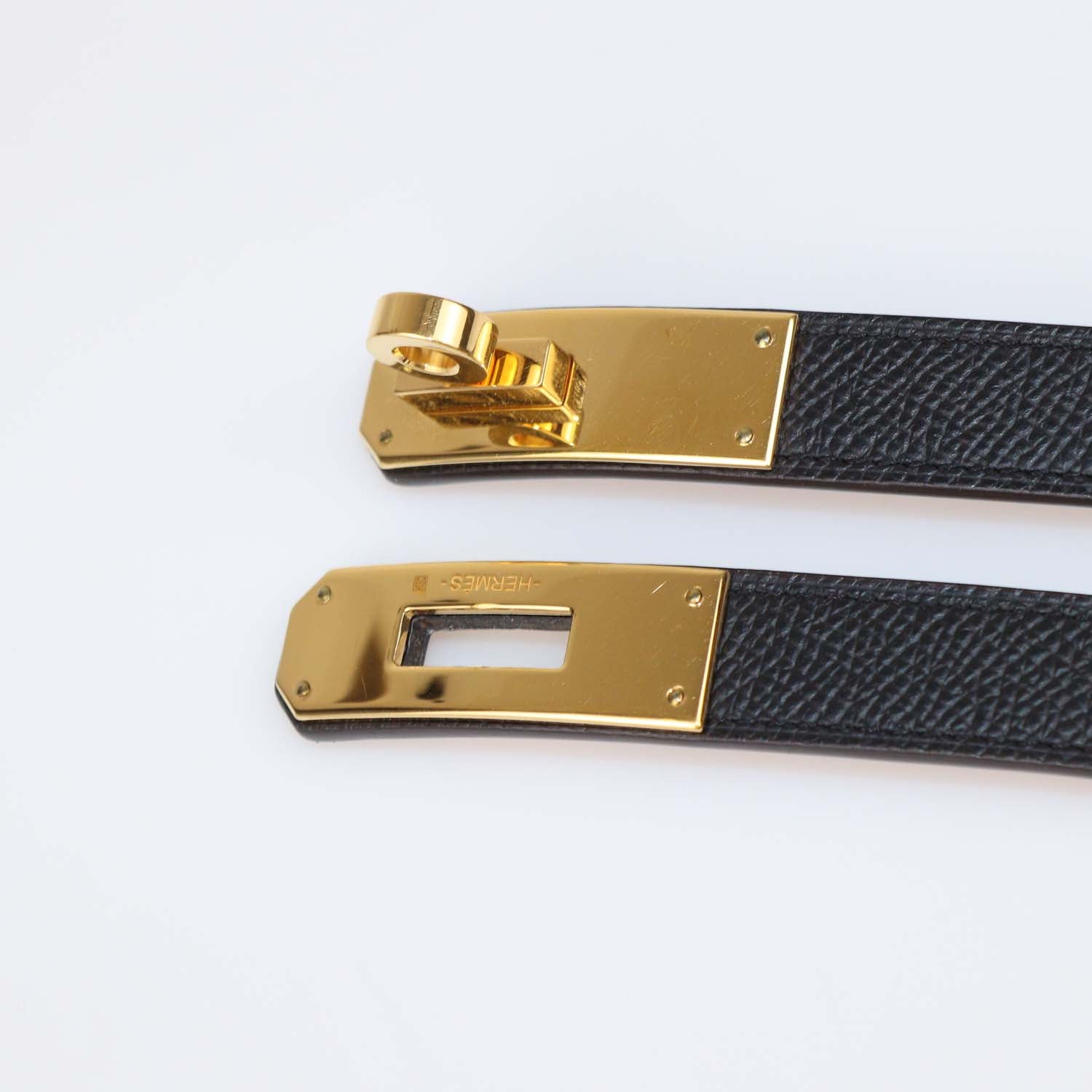 Hermes Black Epsom Leather Kelly 18 Belt
