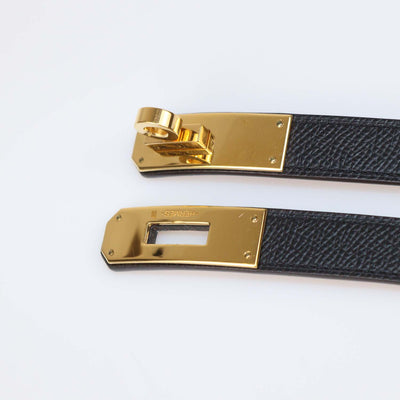 Hermes Black Epsom Leather Kelly 18 Belt