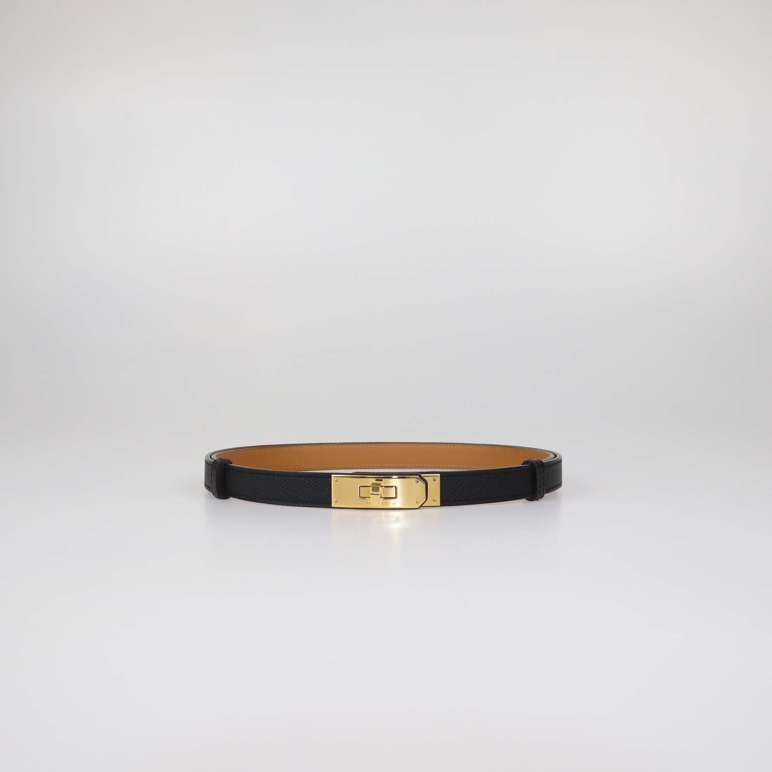 Hermes Black Epsom Leather Kelly 18 Belt