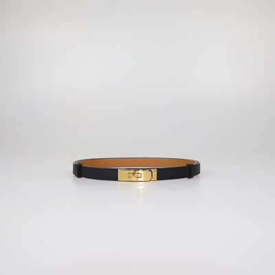 Hermes Black Epsom Leather Kelly 18 Belt