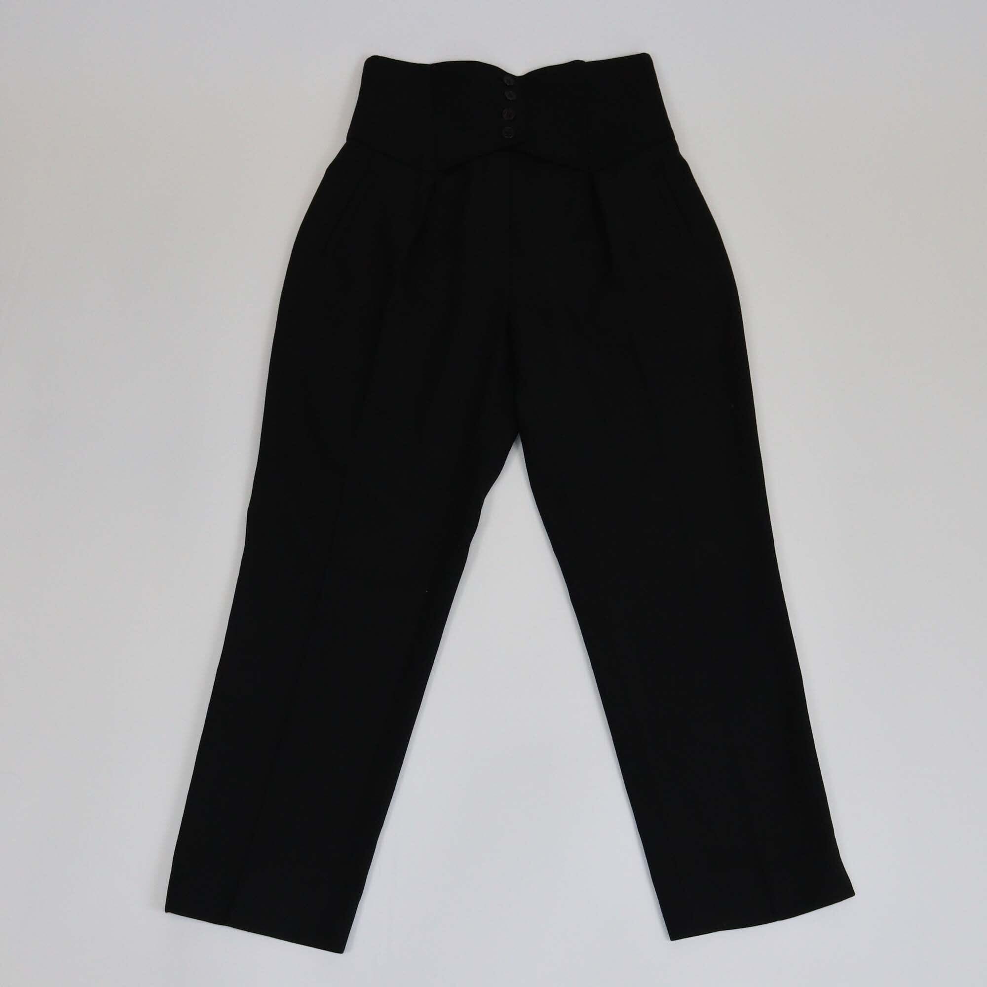 Saint Laurent Black High Waisted Straight Leg Pants Womens Saint Laurent 