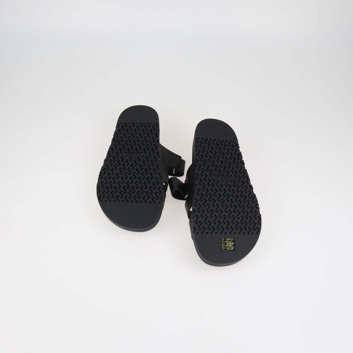 Hermes Black Leather Chypre Sandals