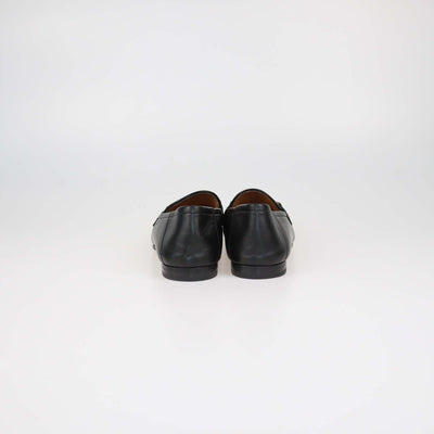 Gucci Black Leather Web Horsebit Loafers