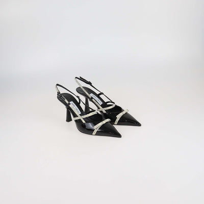 Jimmy Choo Black Patent Leather Pointed Danica Slingback Pumps Womens Jimmy Choo 