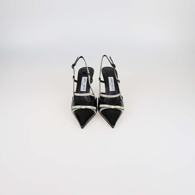Jimmy Choo Black Patent Leather Pointed Danica Slingback Pumps Womens Jimmy Choo 