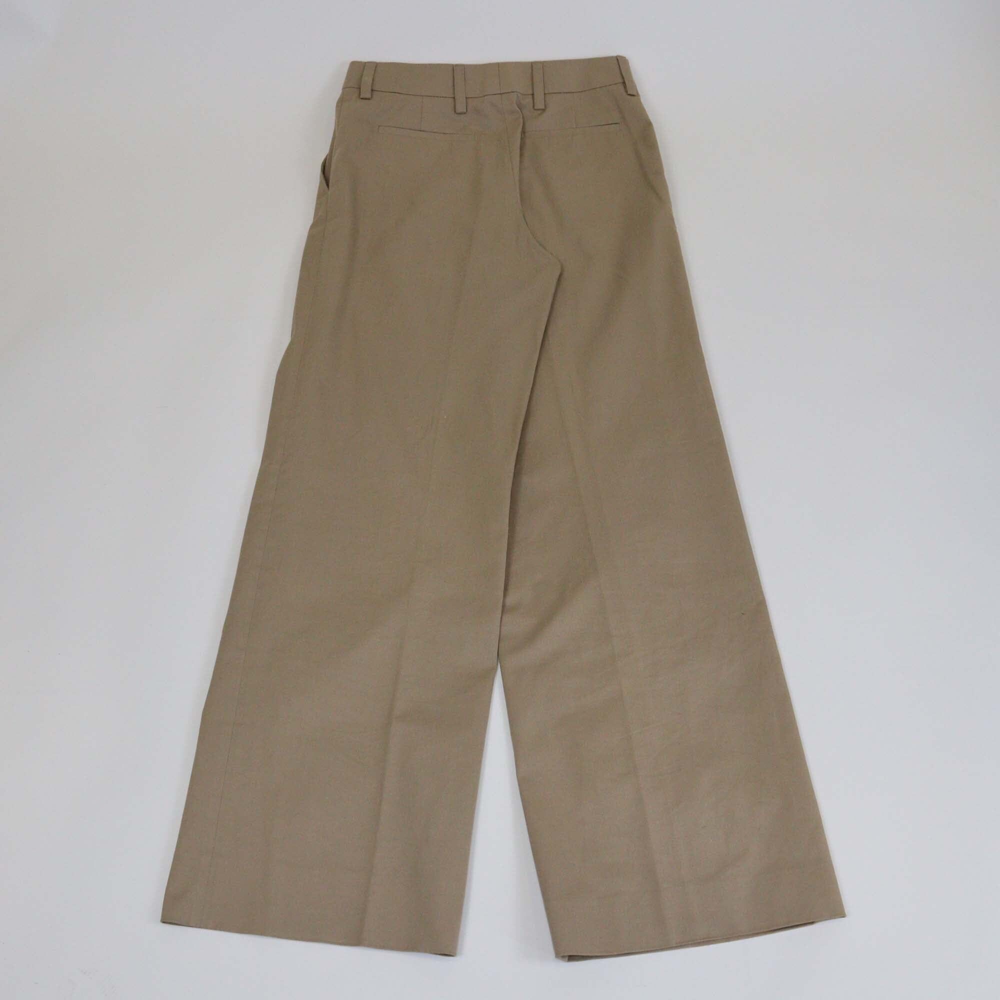 Prada Khaki Gabardine Wide Leg Pants Womens Prada 