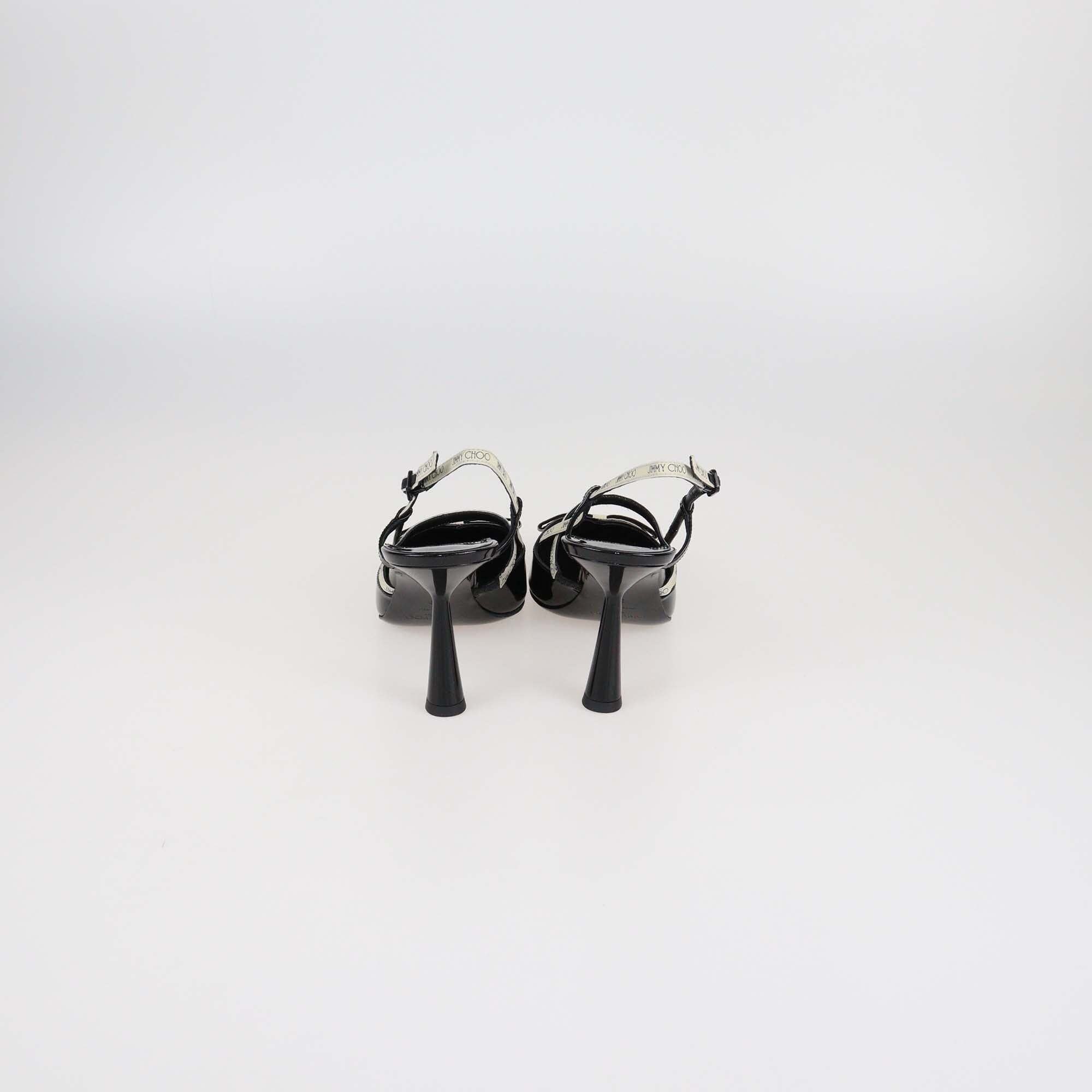 Jimmy Choo Black Patent Leather Pointed Danica Slingback Pumps Womens Jimmy Choo 