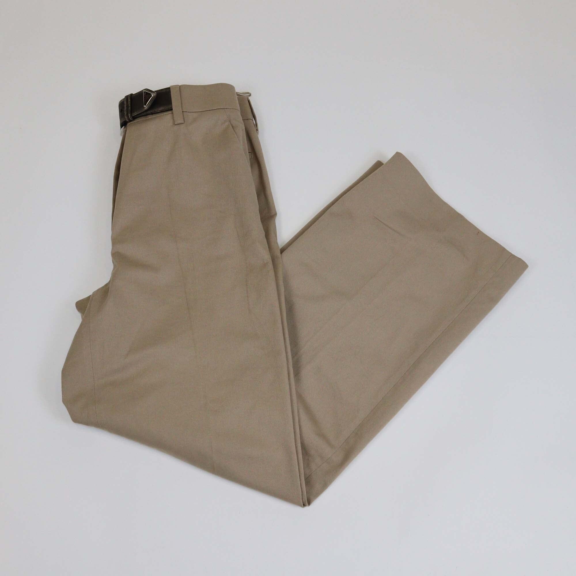 Prada Khaki Gabardine Wide Leg Pants Womens Prada 