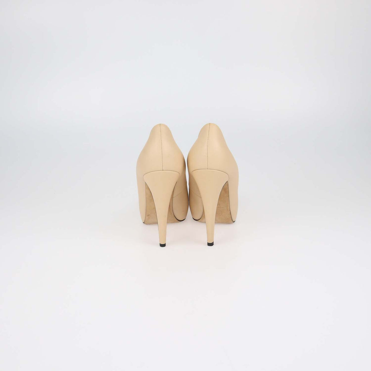 Chanel Beige,Black Leather Platform Cap Toe Pumps