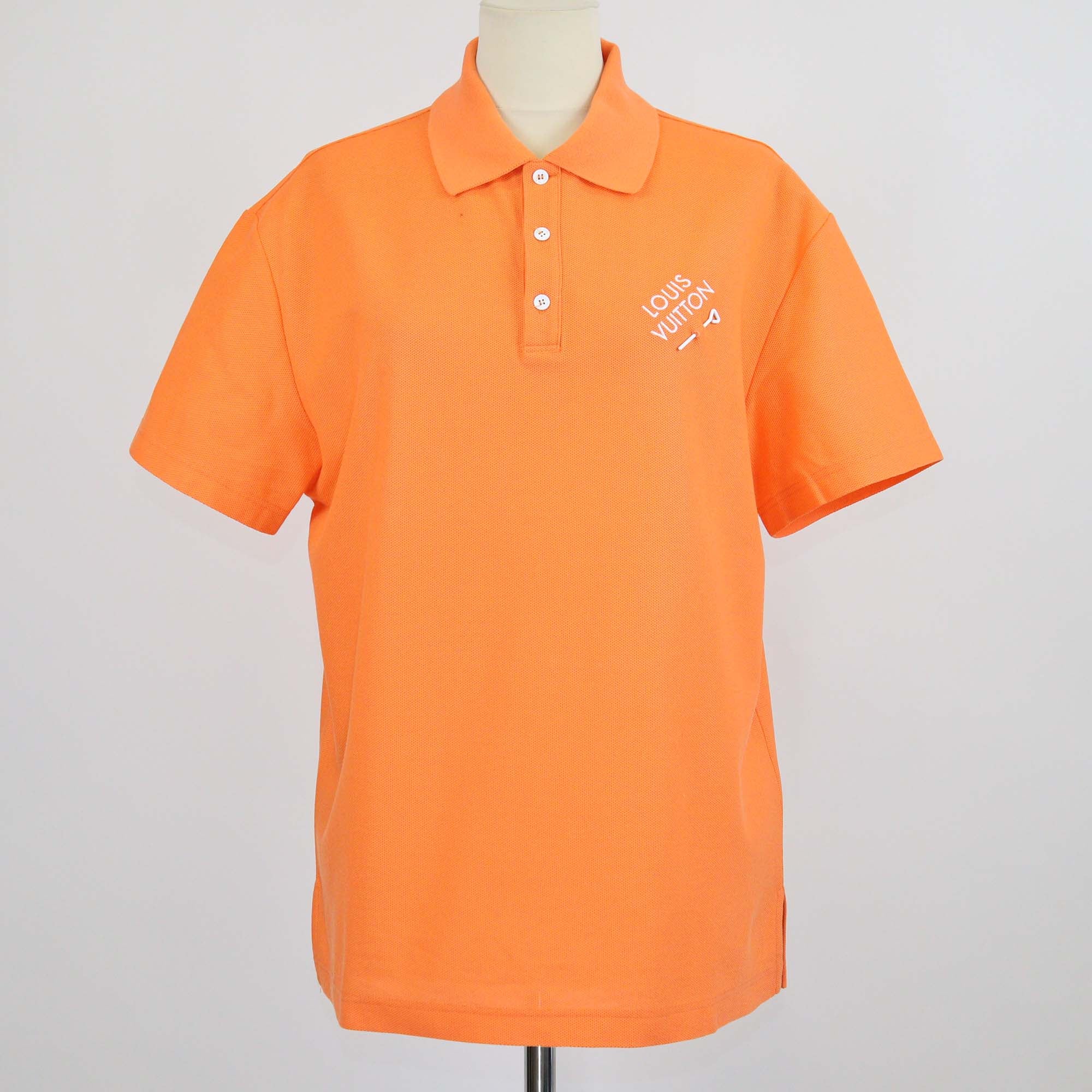 Louis Vuitton Orange Cotton Embroidered Signature Pique Polo T-Shirt