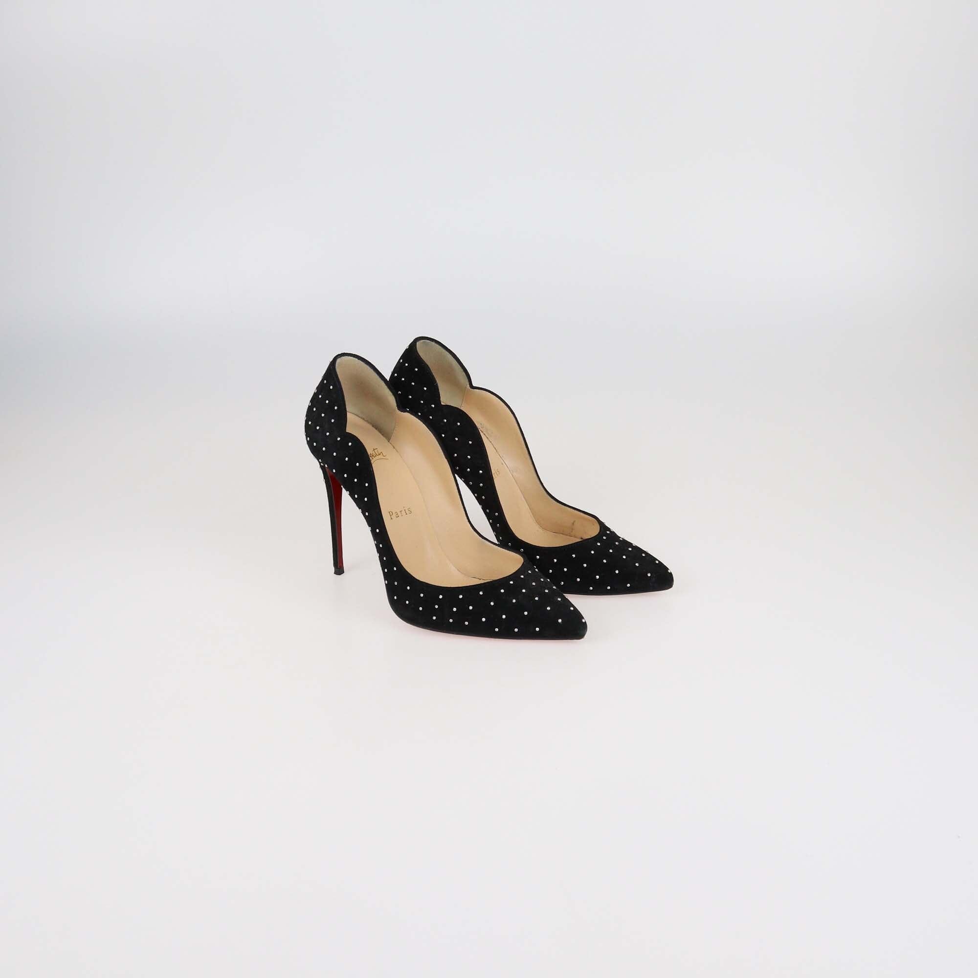 Christian Louboutin Black Studded Suede Hot Chick Pumps Womens Christian Louboutin 