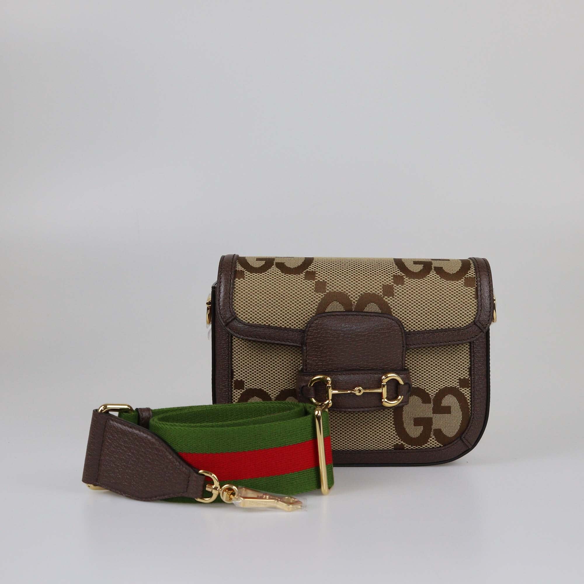 Gucci Brown/Beige Jumbo GG Mini Horsebit 1955 Shoulder Bag Womens Gucci 