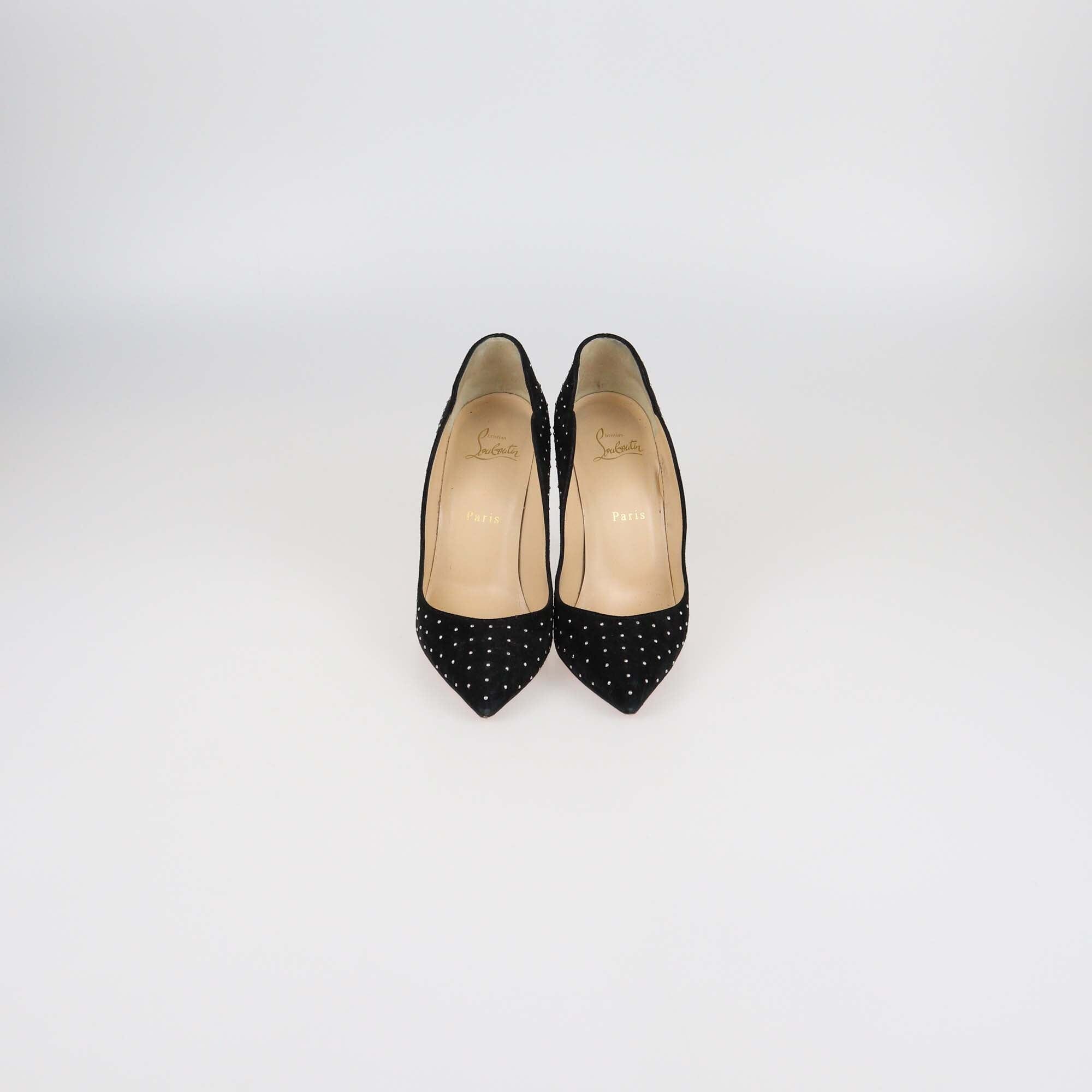 Christian Louboutin Black Studded Suede Hot Chick Pumps Womens Christian Louboutin 